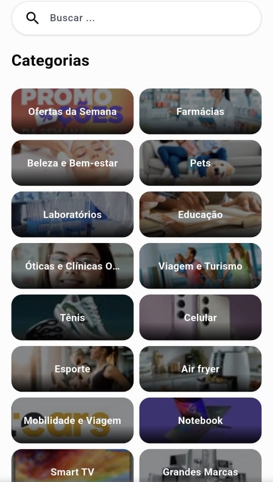 Categorias de benefícios no app PrevidaMais